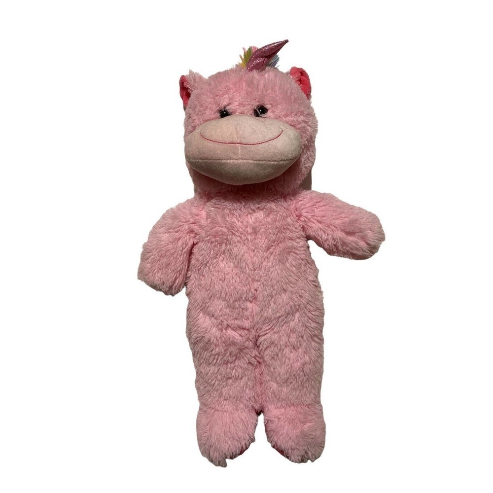 KellyToy Plush Pink Unicorn Rainbow Mane Hair Stuffed Animal